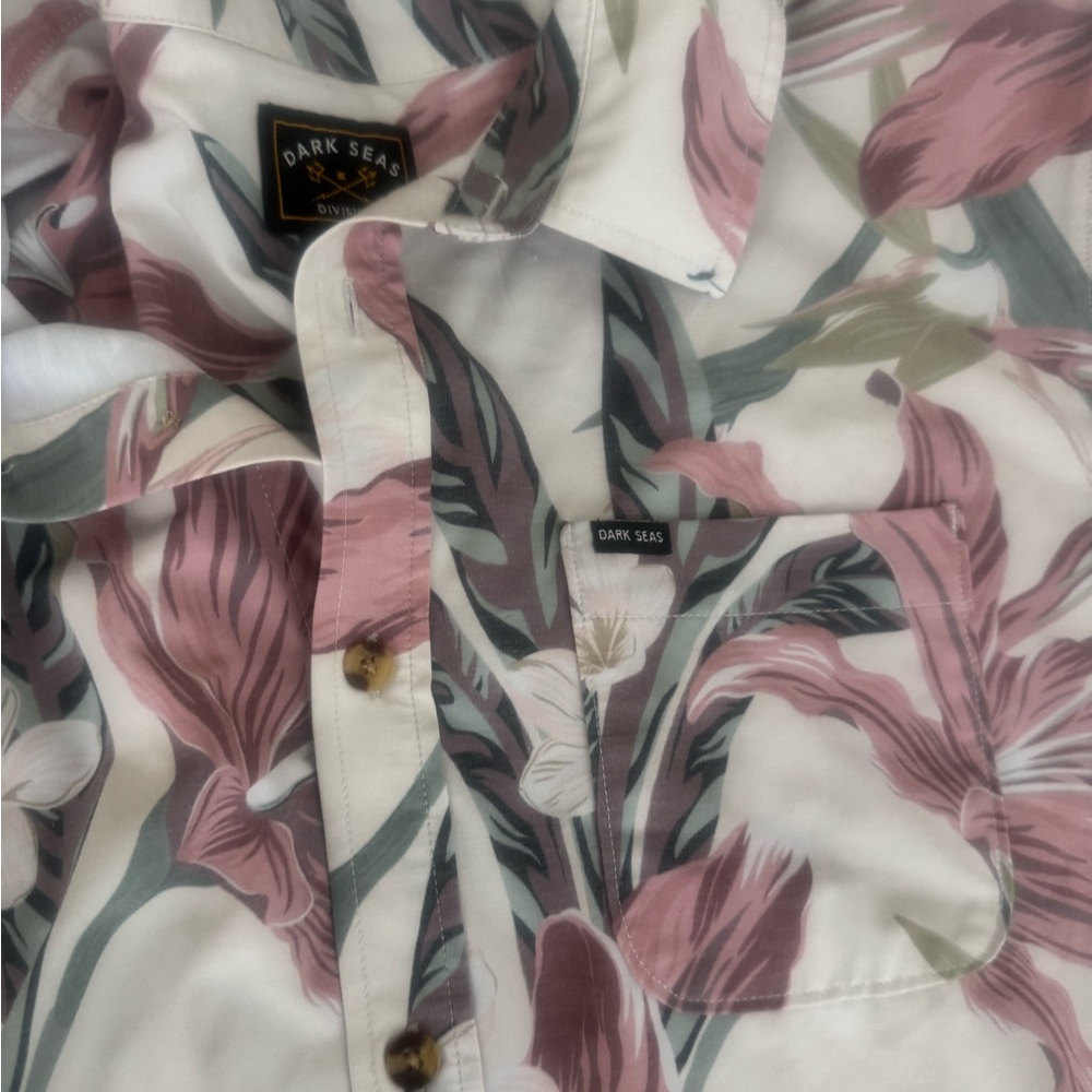 Dark Seas Men's Tropical Floral Shirt - Pink and Green
